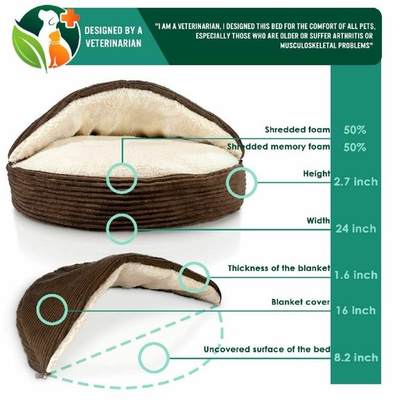 Fleecy Pet Cave Round Soft Bed for Small Dog Cat - Picture 4 of 11